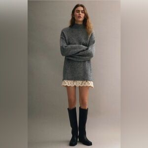H&M Lace trimmed sweater dress